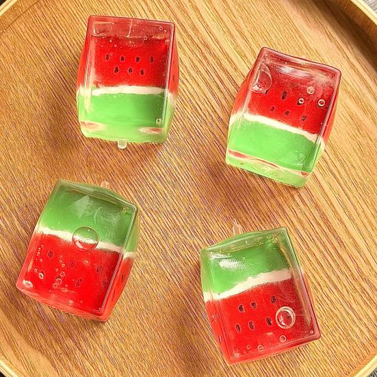 Watermelon Cube Stress Relief Toy Summer Watermelon Squeeze Toy Soft Stretchy Transparent Cube Sensory Relaxation Toy Party Favors