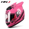 HNJ Unisex Full-Face Summer Motorcycle Helmet with Gray Riding Horns - Stylish and Safe for Racing