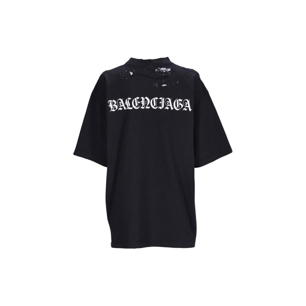 Balenciaga Distressed T Shirt 'Faded Black/White' Women's 764235TQVJ81569