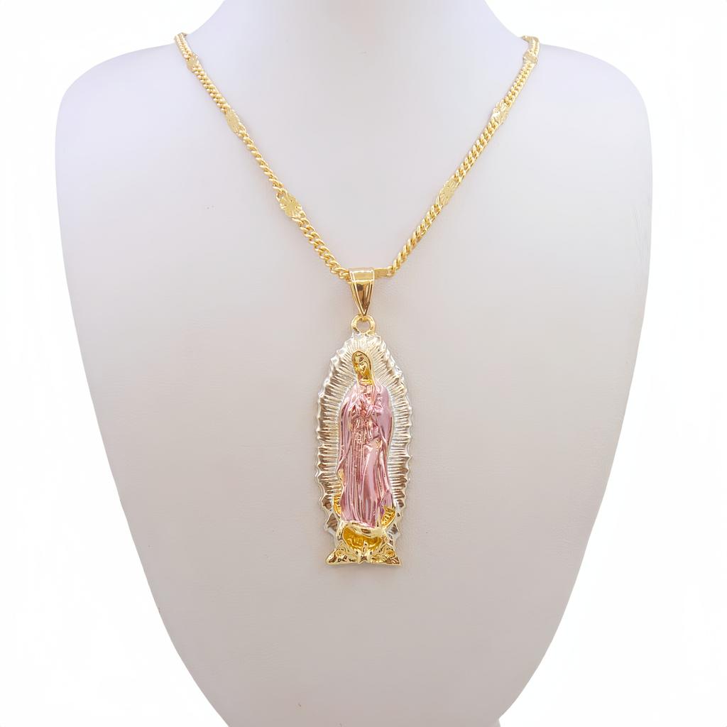Gold Plated Painting Virgin Mary Mama Pendant/Amulet Religious Jewelry Virgen De Guadalupe Virgin Mary Necklace