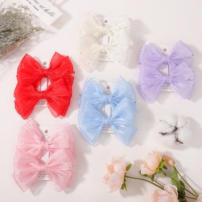 South East Asia Fashion Mesh Children'S Bow Hairpin Large Hair Accessories Bangs Clip Headgear 5180