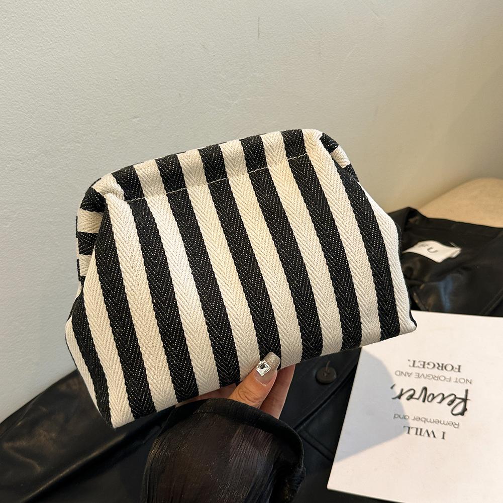 

Colorblock Cute Pouch Summer Beach Clutch Bag for Women Striped Dumpling Bag Hobo Bag for Travel Party Prom чорний