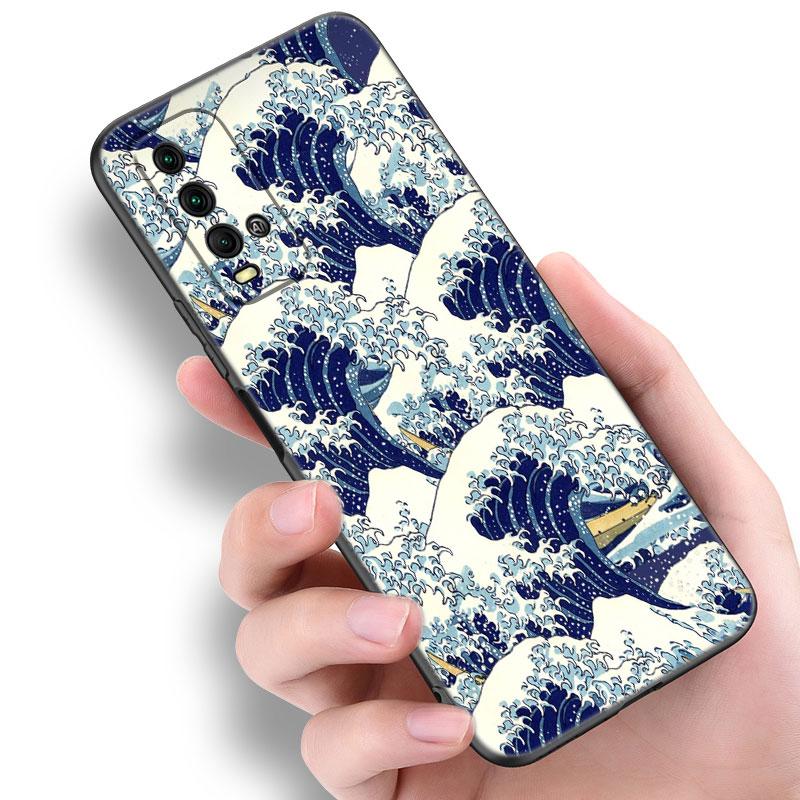 Japan Wave Anime Dragon Phone Case For Xiaomi Redmi Note 5 6 9T K20 K40 K50 Pro 7A 8A 9A 9C 9i 10A 10C A1 S2 TPU Black Cover