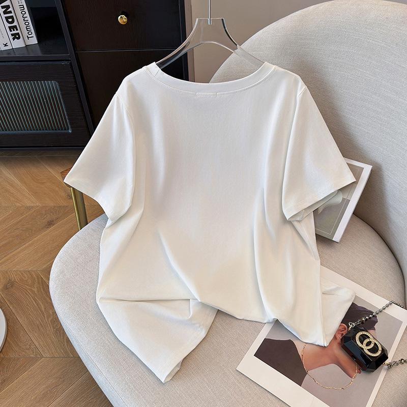 Women's Plus Size Mid-Length Loose Fit Round Neck Short-Sleeve T-Shirt (200/300/350 Jin, Style 6107)