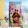 Masha Bear Customizable Name Beach Towel Soft Durable Quick-Dry Ideal for Travel Outdoor Swim Pool Yoga Surf Camping Hiking Gym Gift Holiday