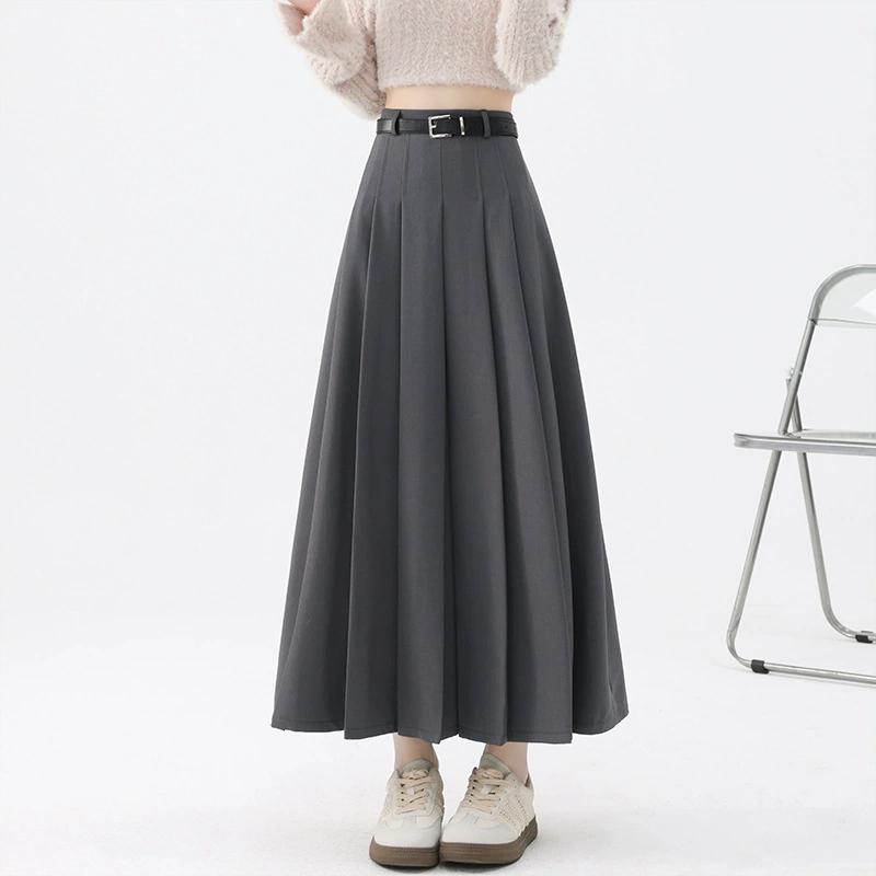 Skirt Women's Spring and Summer Pleated Skirt Mid-length Skirt High Waist Thin Elegant High-end Skirt