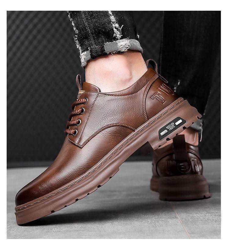 2024 Heren Retro Handgemaakte Leren Schoenen - Lente & Herfst, Slijtvast, Vetersluiting, Casual Werkkleding