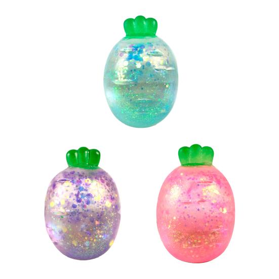1/2/3/4Pcs Mini Radish Squeeze Toy Stress Relief Clear Glitter Radish Stress Sugar Ball Sensory Toy Decompression Fidget Toy Party