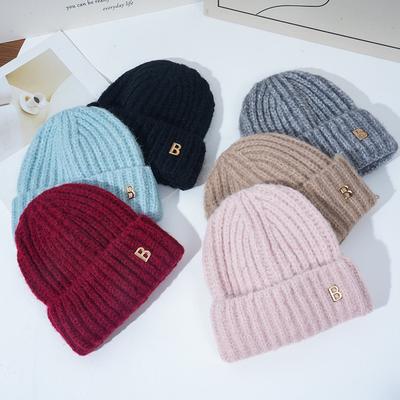New Hat Women's Warm Winter Knitted Hat Windproof Ear Protection Wool Hat