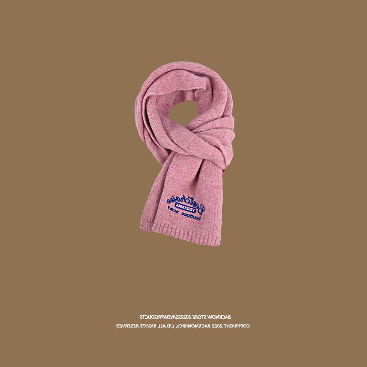 Imitation Cashmere Scarf for Girls in Winter New Korean Style Solid Color Fashionable Wool Small Scarf for Couples and Men