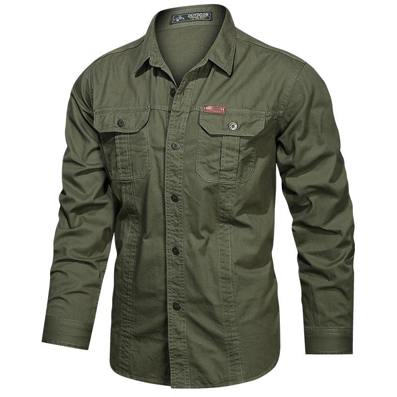 Camicie tattiche dell'esercito da uomo, primavera, autunno, casual, slim, cargo, da esterno, resistenti all'usura, a maniche lunghe, da lavoro