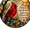Red Bird Memorial Suncatcher Stained Glass Style Bird on Branch Window Hanging Decor Gift for Loss of Loved