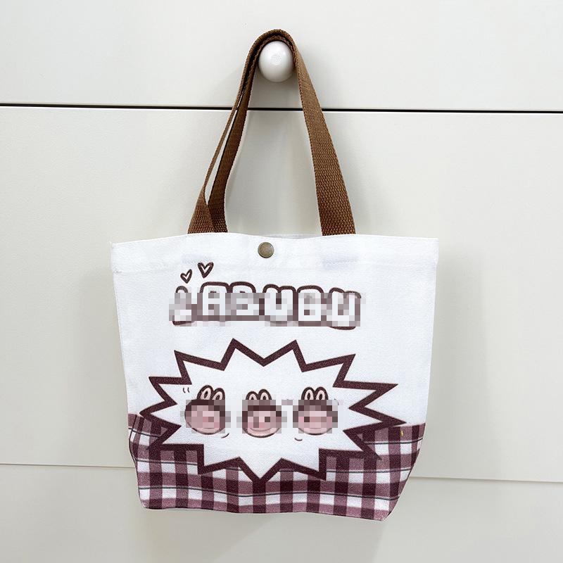 

2025 Милая мультяшная холщовая сумка-тоут Labubu - Большая вместимость, на одно плечо, портативная для студентов и женщин 28x22x10 cm