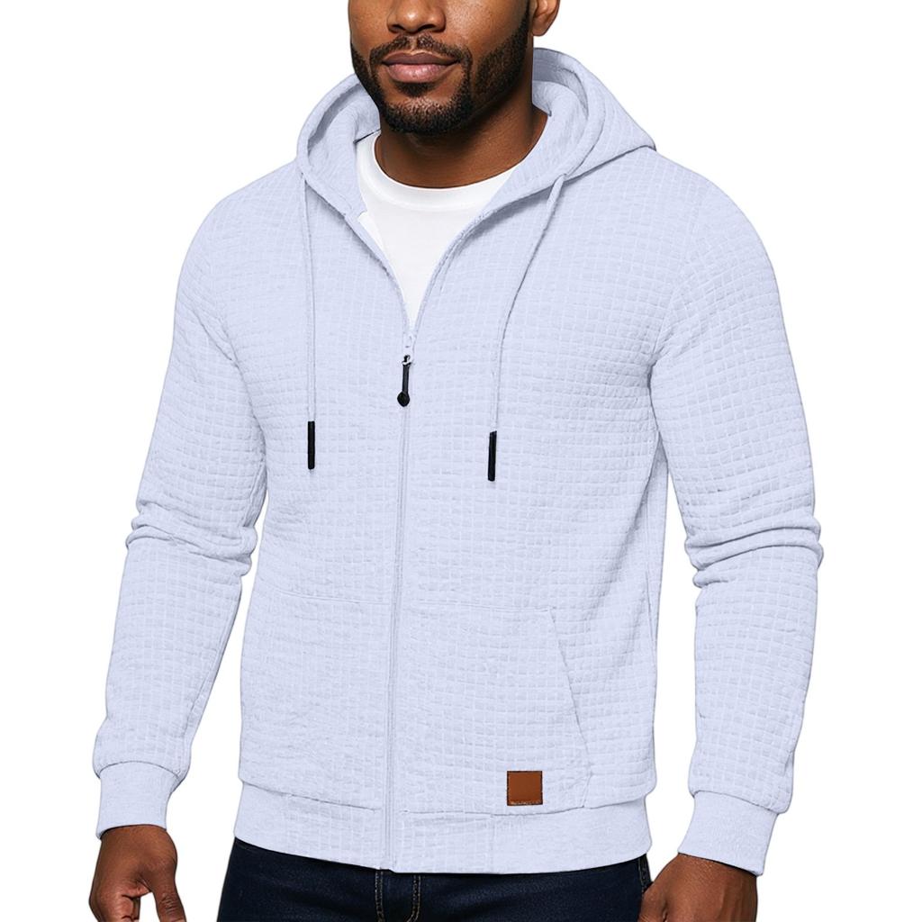 Men's Hooded Sweatshirt, Contrasting Color Sweatshirt, Sports  Zipper Casual Jacket