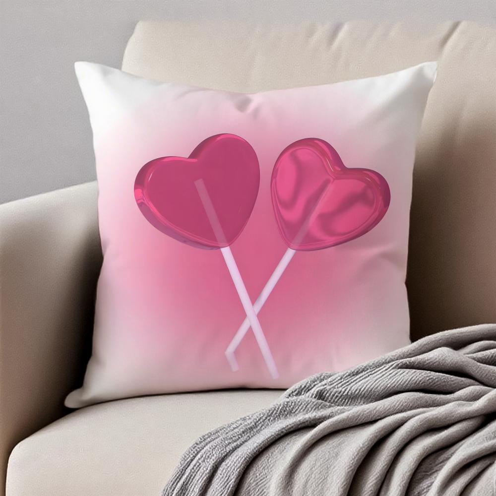 Sweet pink candy Cushion Cover Pillowcase Antidustmite Invisible Zipper Short Plush Sofa Cushion