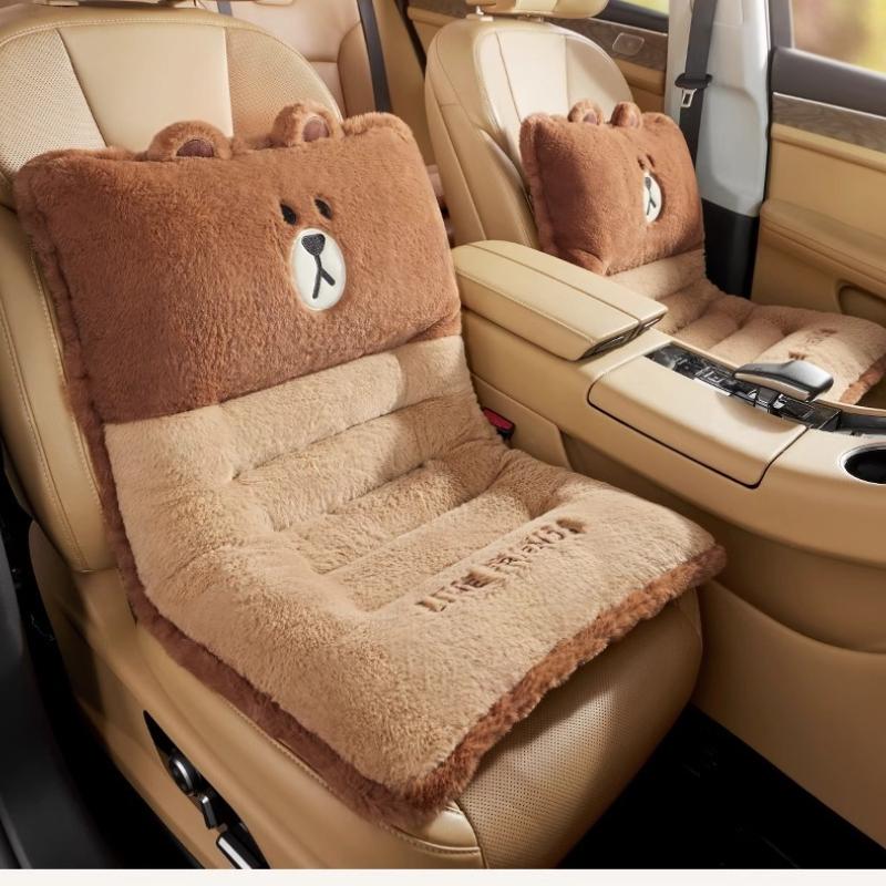 Winter Warm Car Waist Cushion Seat Supports Cartoon Cute Plush Cushion Chair with Thick Non Slip Design Integrated Cushion