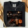 Lustiges Französische Bulldogge Halloween T-Shirt, Niedliches Herbst Hund Grafik T-Shirt, Gruselige Saison Hund Grafikshirt, Kürbis Kaffee Hund Tee, Haustierbesitzer Geschenk