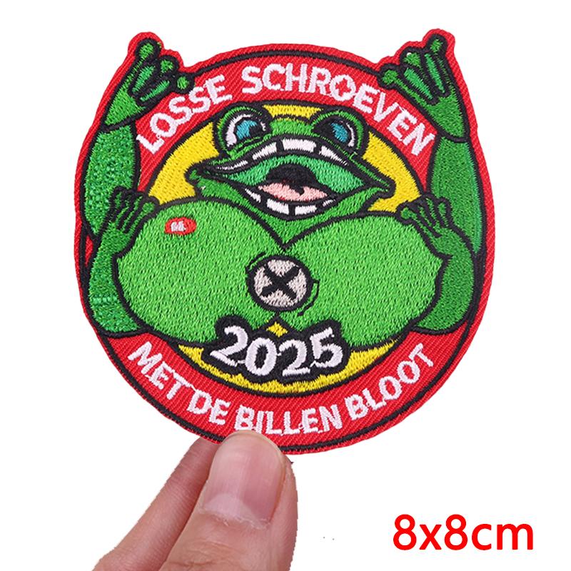 Niederlande Frosch Oeteldonk Emblem Gestickter Aufnäher Niederländischer Karneval Aufnäher Aufbügelbilder Für Kleidung DIY Feier Geschenke