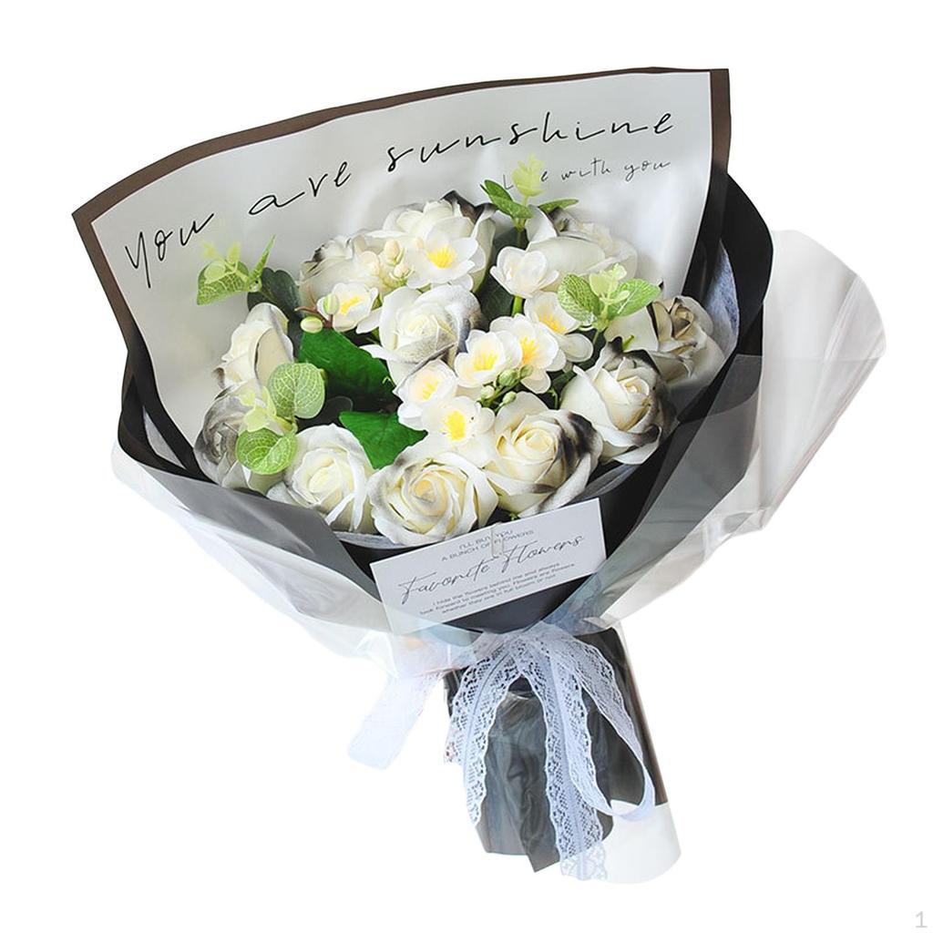 Artificial Soap Roses Bouquet for Her 11.8x15.7inch Pleasant Scent Anniversary Present Birthdays