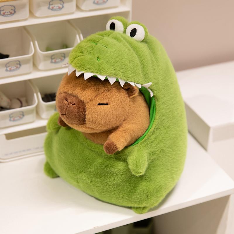 Latest Capybara Featuring Green Dinosaur Plush Doll Adorable Gentle Stuffed Animals Capibara Anime Toy Cute And Charming Plushie Xmas Present
