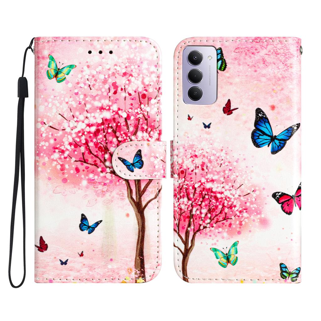 Dla Xiaomi Redmi 15 4G (UE) (171mm) Etui portfelowe z nadrukowanym wzorem, skóra PU, podstawka, pokrowiec na telefon ze smyczą