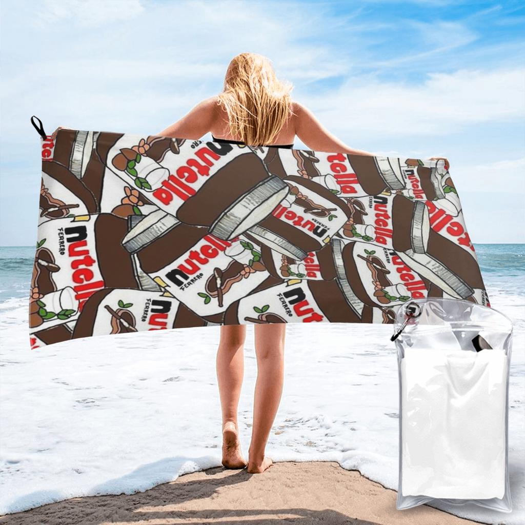Jar of nutella chocolate Beach Towel Soft Microfiber Quick Dry Absorbent Quick Towels For Mountain Climbing