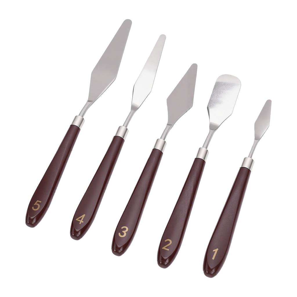5PCS Art Spatula Set Stainless Steel Acrylic Painting Tools for Mixing Spreading Scratching Texturing