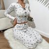 Heart Print Jacquard Long-Sleeve Pajama Set for Women