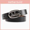 Letter Elliptical Julun Buckle Minimalist Women Leather Waist Belt For Daily Use