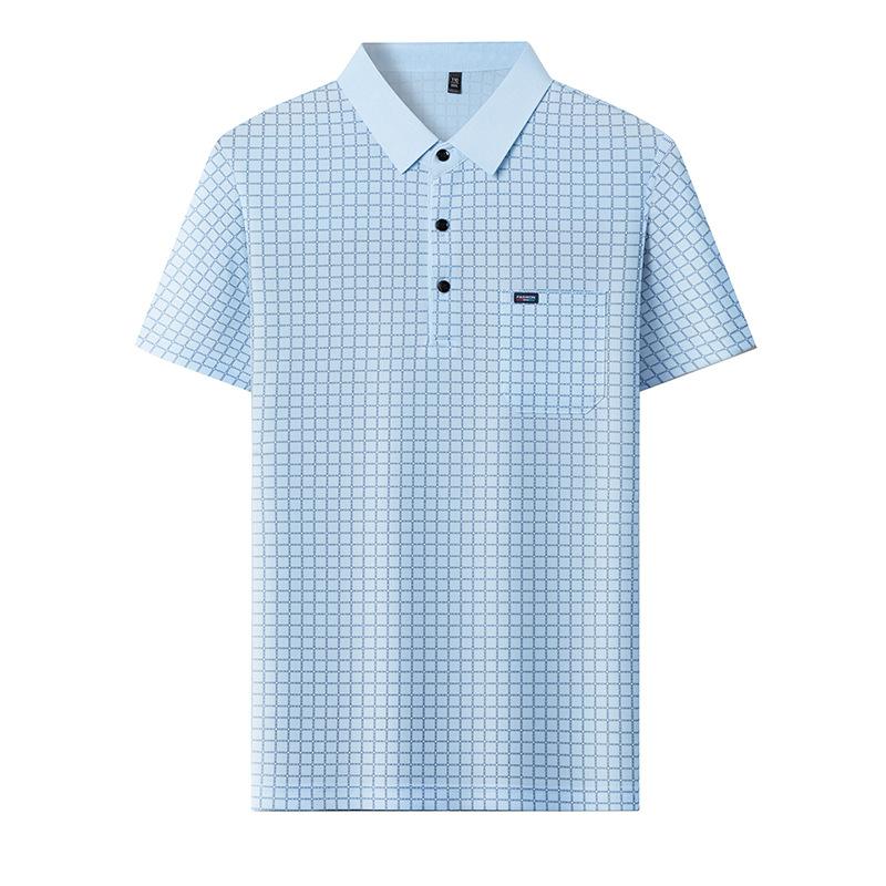 Summer Men's Short Sleeve Polo Middle-Aged & Young Casual Printed Lapel Collar T-Shirt