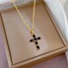 CAOSHI Trendy Cross Pendant Necklace Female Brilliant Zirconia Jewelry for Party Fashion Gold Color Accessories for Anniversary