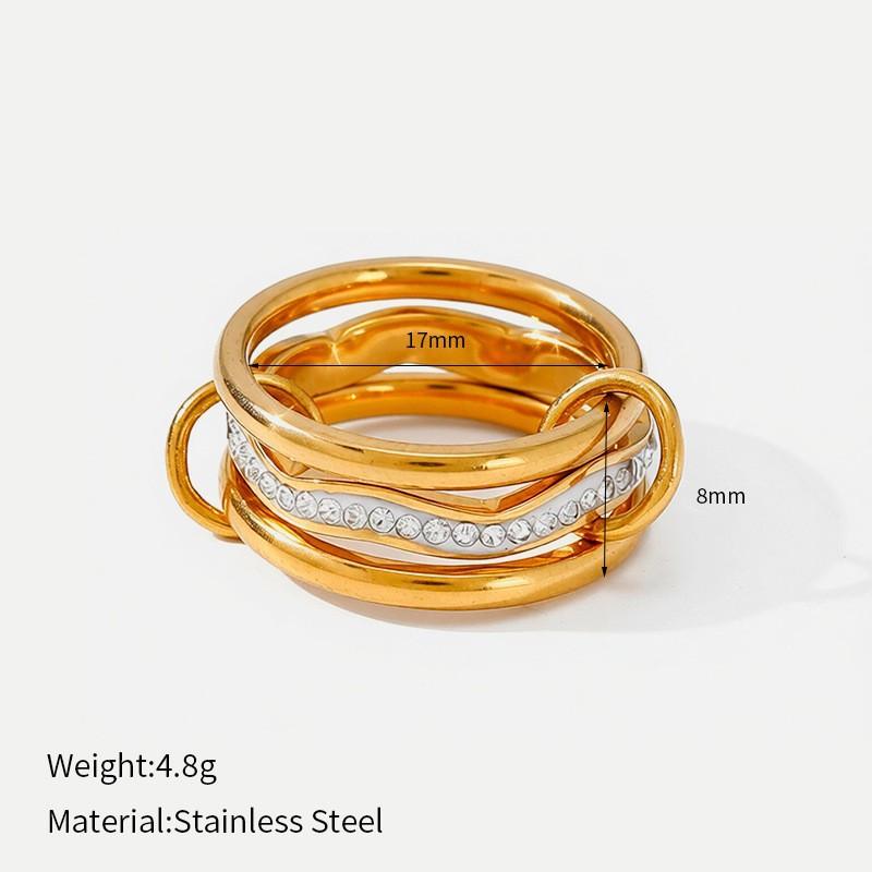 European and American style stainless steel hot-selling women's rings geometric stacking design high-end ring niche jewelry women