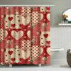 Vintage Heart Floral Shower Curtain Red Beige Decorative Bath Rug Cover For Bathroom Home Decor