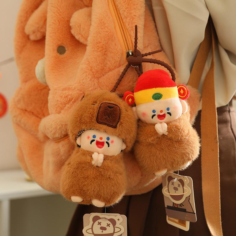 Genuine Kapibara God of Wealth Capybara Plush Doll Pendant Doll Birthday Gift Keychain Annual Meeting Gift