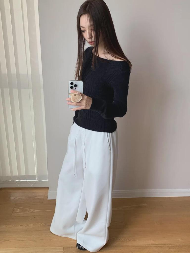 Dorothy Women's Korean Retro Wide-Leg Sweatpants with Elastic Waist and Drawstring