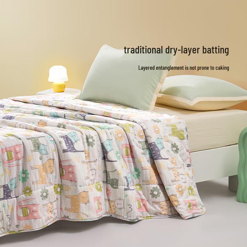 FUANNA Kids' 100% Cotton All-Season Quilt - Lazy Cat