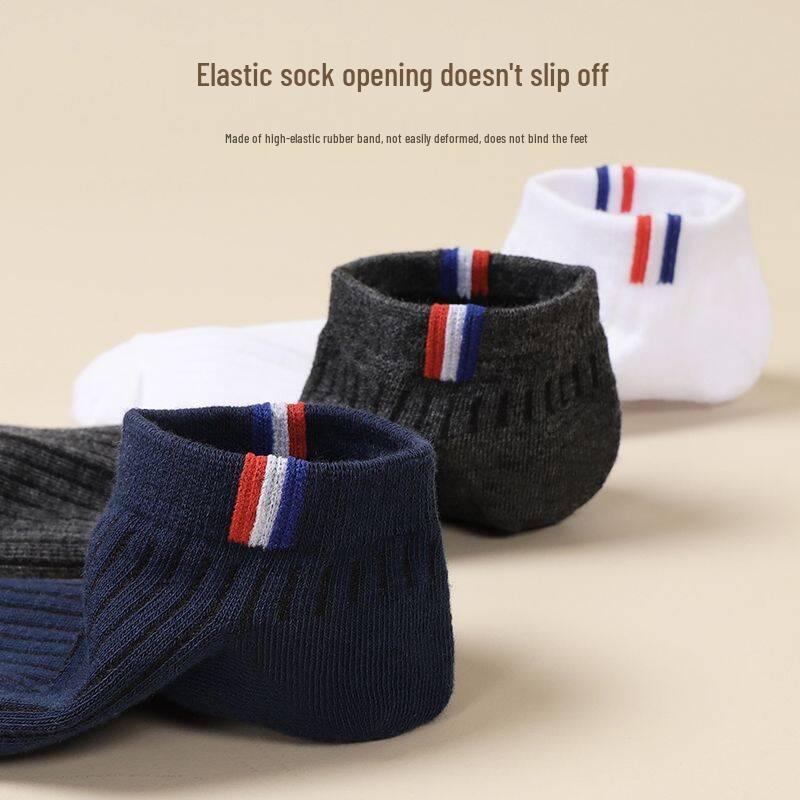 Men's Summer Short Black Socks - Thin, Mid-Short Tube, Sweat-Absorbent, Deodorizing, Boat Style