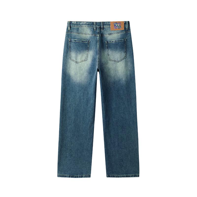 Navigare Men's Retro Loose Straight-Leg Jeans