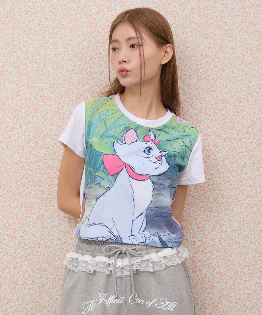 WAIKEI Aristocats Printed Short Sleeve T-Shirt White