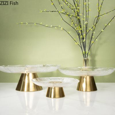 Lotus Fruit Plate Creative Glass High Foot Fruit Plate Living Room Dining Table Dessert Cake Plate Home Decoration Tableware