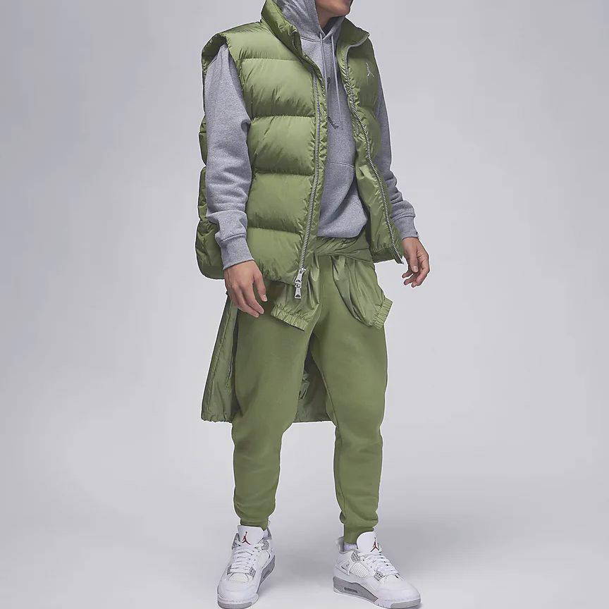 Jordan Essentials Solid Casual Joggers With Cuff Knit And Fleece Men Bottoms Light-Olive-Yellow FJ7780-340