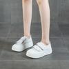 New leather little white shoes women's round head thick sole Velcro casual sports biscuits four seasons shoes women