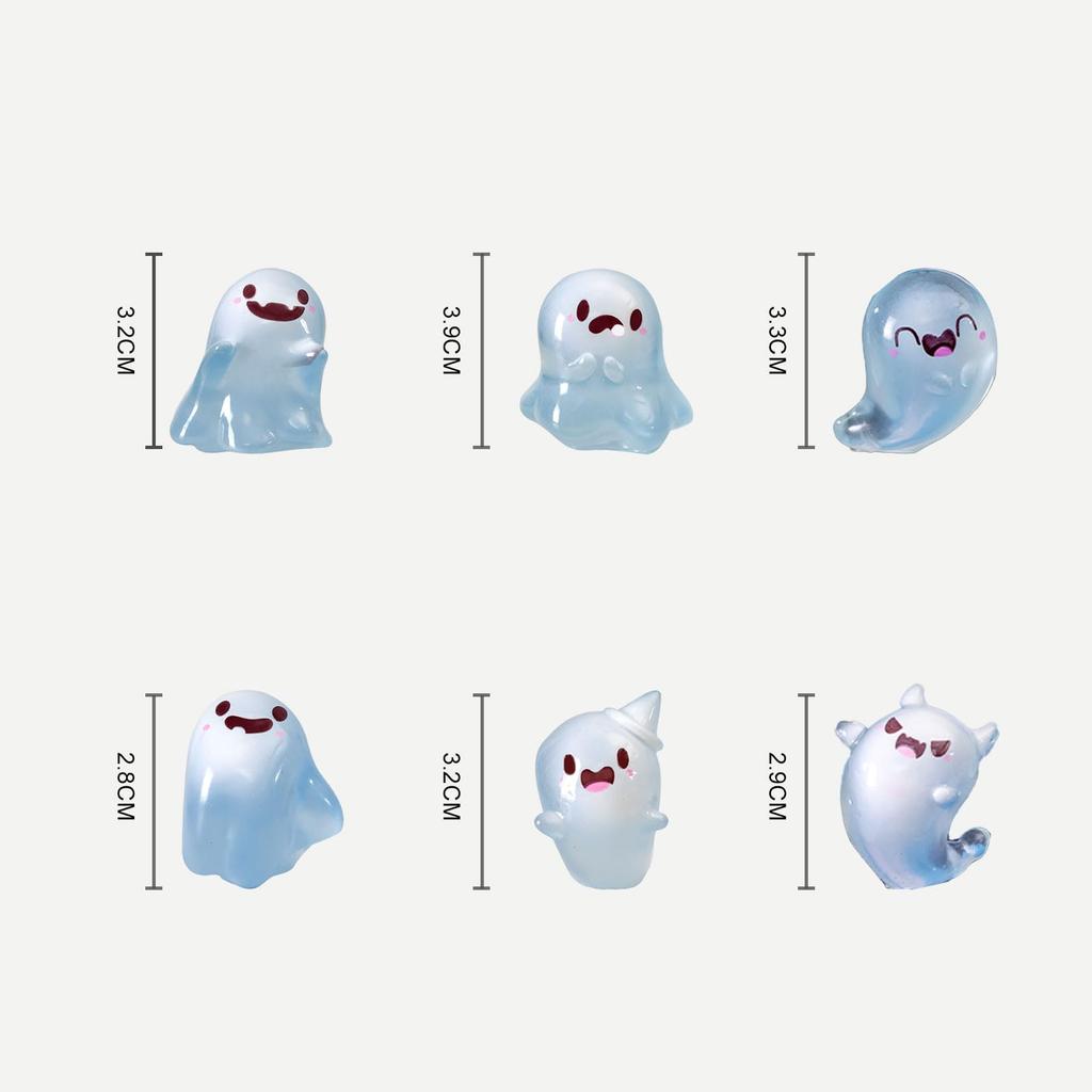 Kodama Ghost Cute Miniature DIY Garden Decorations for Moss and Plant Fairies for and Halloween Glow-in-the-Dark Figures, 15-Piece Set, Bonsai,