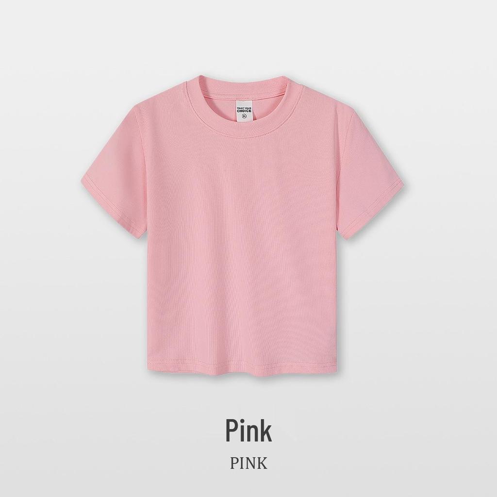 Women's 230G Elastic Spandex Short Sleeve Round Neck Cropped T-shirt - Plain Color for Summer