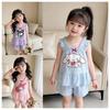 Girls Summer Cartoon Camisole Pajama Set Cute Two Piece Sleepwear For Big Kids Children Home Clothing