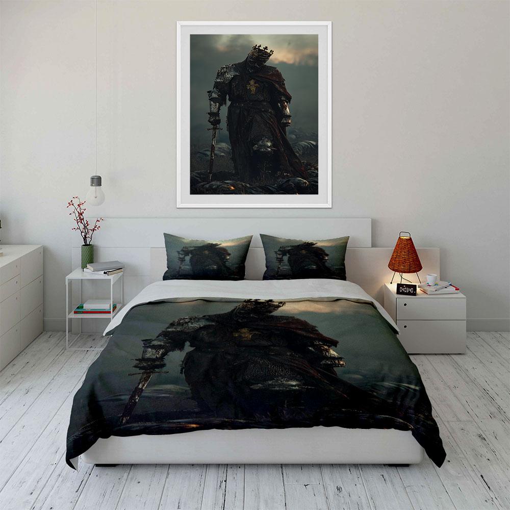 Armored knight with crown. Bedding sets Duvet cover sets Duvet covers Pillowcases(1 * Duvet Cover 2 * Pillowcases without duvet insert)