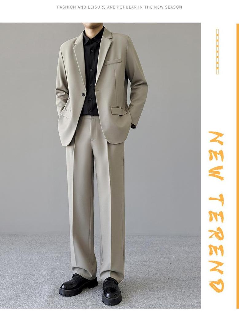 Korean Trendy Black Suit Set for Men: Stylish, Handsome, Slightly Mature Formal Wear