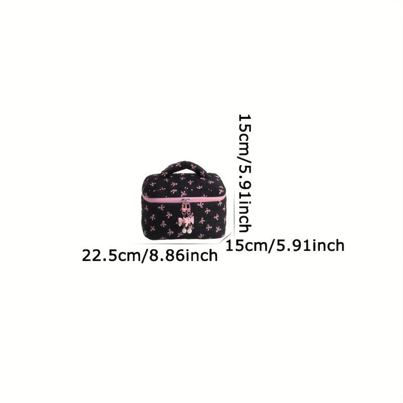 WTEMPO Elegant Bow Printed Makeup Bags Large Capacity High-end Women's Nail Care Handbags Travel Cosmetics Storage Bags Double Head Zipper Purses