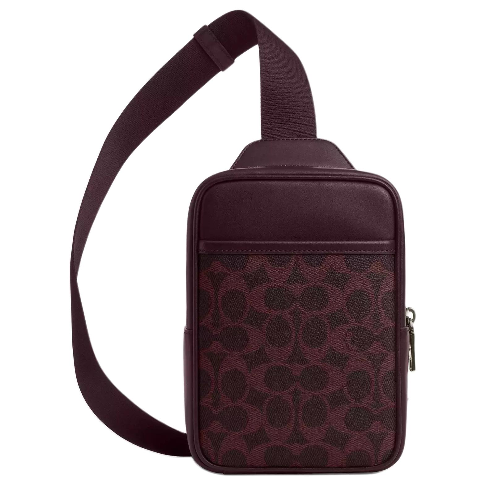 

Coach Adjustable Shoulder Strap Zipper Closure Coated Canvas And Smooth Calfskin Crossbody Bag Small Men crossbody bag Blackcurrant CCO68-QBYDS Basic Set (Bag+Dust Bag)
