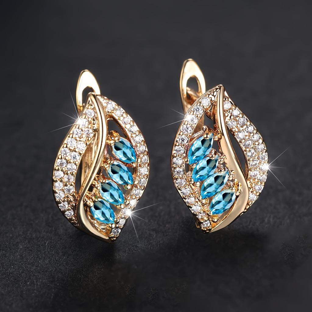 New Micropaved Zircon Leaf Earrings, High-end Jewelry